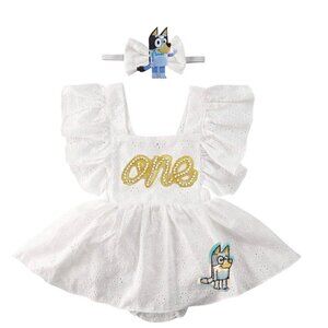 Bluey Dress Bluey first Birthday Romper Bluey outfit Smash cake bluey clothes